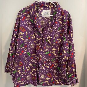 Printfresh Pasta Party Long Sleeve Pajama TOP ONLY